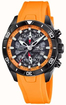 Lotus Vortex Quartz Chronograph (44mm) Orange & Black Transparent Dial / Orange Rubber Strap L18945/3