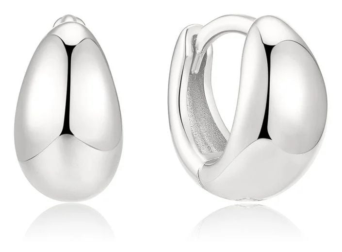 Ania Haie E076-11H Silver Organic Dome Pebble Huggie Hoop Jewellery