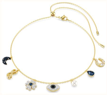 Swarovski Symbolica Choker Necklace Blue and White Crystals Gold-Tone Plated 5692164