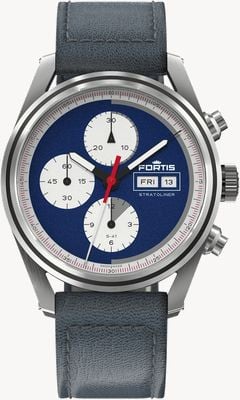 FORTIS Stratoliner S-41 Automatic Blue Japan (41mm) Indigo Leather Aviator Strap F2340017