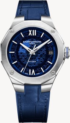Baume & Mercier Men's Riviera Automatic Blue Dial / Blue Leather Strap 10714