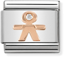 Nomination Classic Symbols In Stainless Steel With 9k Rose Gold And CZ Little Boy Charm 430305/08