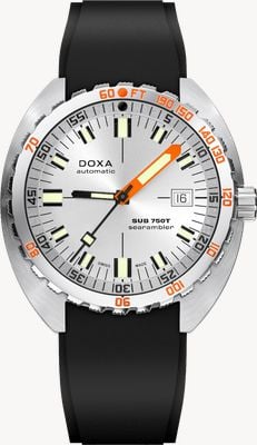 DOXA SUB 750T Searambler (45mm) Silver Sunray Dial / Black FKM Rubber Strap 825.10.021.20