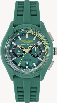 Aston Martin Aramco Formula One™ Team BLC Quartz Chronograph (44mm) Podium Green Dial / Green Silicone Strap MTFB1F604