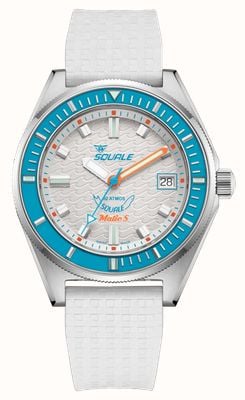 Squale Matic S Automatic (39mm) White Wave-Pattern Dial / White Mosaic Rubber Strap MATICLBWT.MRWT