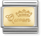 Nomination Classic Queen 18ct Gold & Steel Charm 030121/49