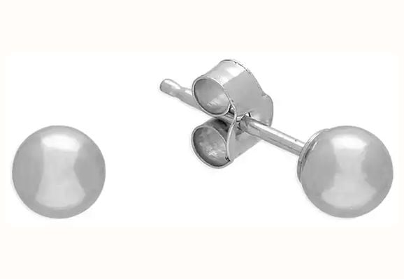 James Moore CME 9ct White Gold 4mm Ball Stud Earrings R2571