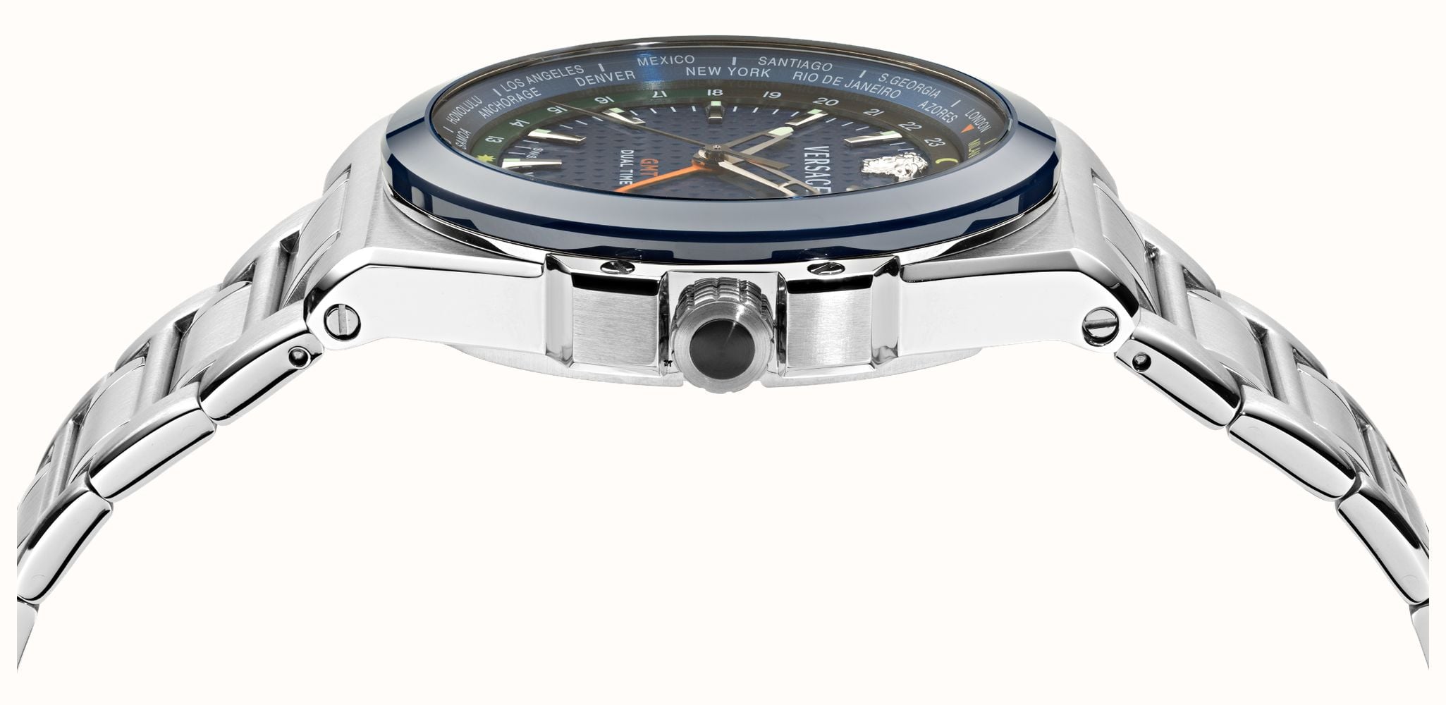 Versace GRECA REACTION GMT (41mm) Blue Dial / Stainless Steel Bracelet VE8Y00126 - alternate view 2