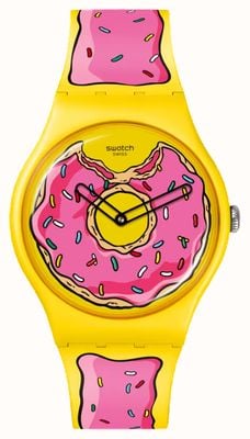 Swatch x The Simpsons SECONDS OF SWEETNESS (41mm) Donut-Printed Dial / Frosting-Printed Silicone Strap SO29Z134