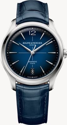 Baume & Mercier Clifton Baumatic (39mm) Gradient Blue Lacquered Dial / Blue Alligator Leather Strap Watch 10771