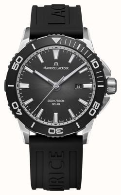 Maurice Lacroix Pontos S Solar Date (42mm) Black Smoked Translucid Dial / Black Rubber Strap Watch PT1008-SSL20-330-2