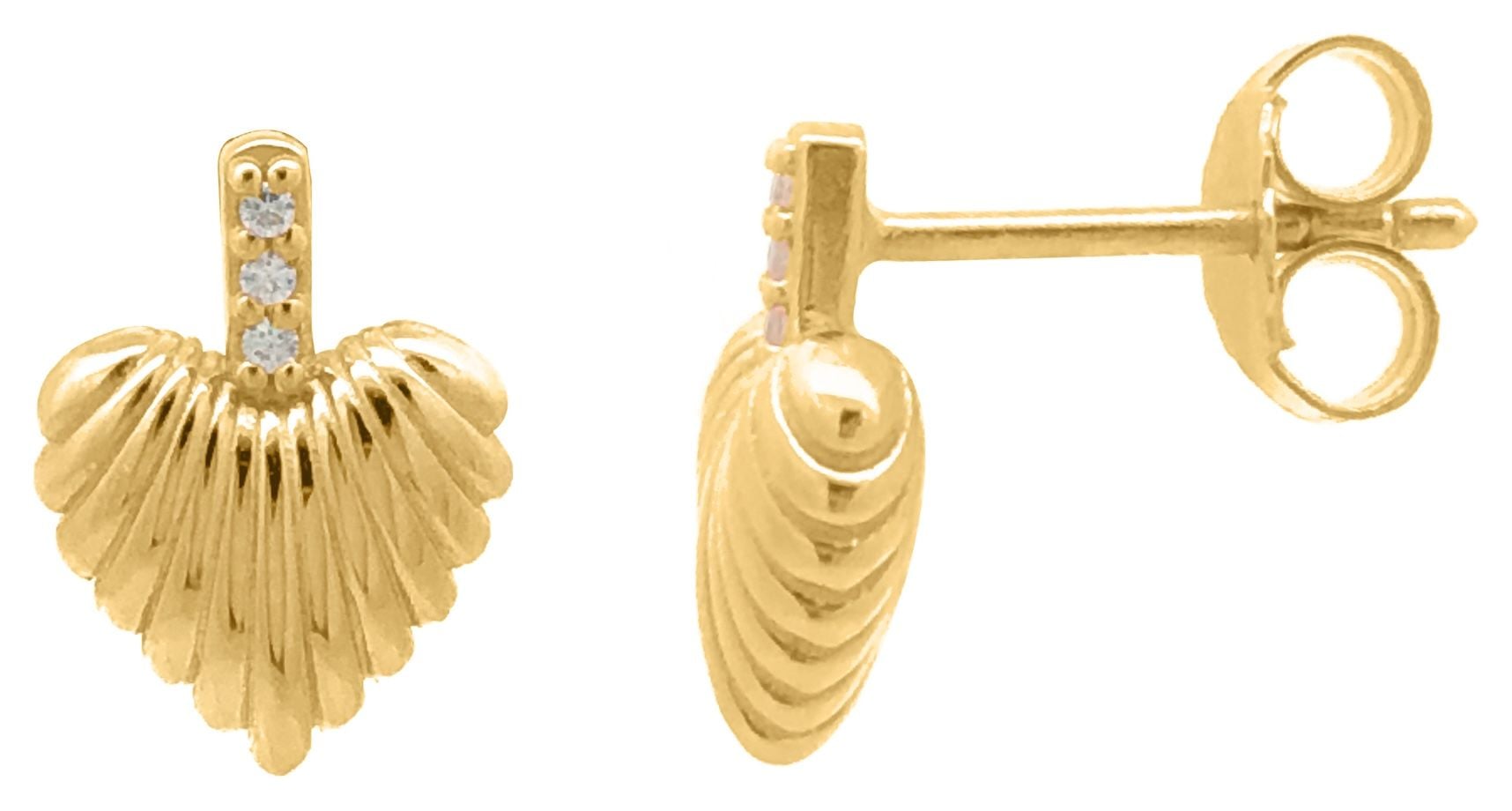 Burren Jewellery E1398 18k Gold Plate Small Ribbed Heart