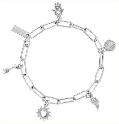 ChloBo Soul Compass Multi Charm Link Chain Bracelet Sterling Silver SBLCMSC