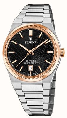 Festina Swiss Made Rivé Quartz (40mm) Black Dial / Stainless Steel Bracelet F20065/4