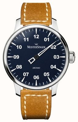 MeisterSinger Archao Automatic (43mm) Dark Blue Grained Dial / Tan Leather Strap AR908