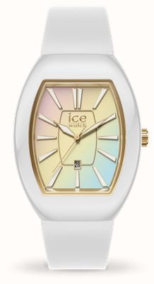 Ice-Watch ICE Boliday White Sunset Rainbow (35mm) Pastel Rainbow Tonneau Dial / White Silicone Strap 024035