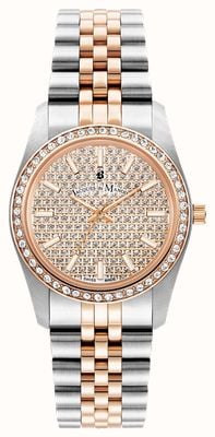 Jacques Du Manoir Inspiration Glamour (34mm) Rose-Gold Pave Dial / Two-Tone Stainless Steel Bracelet JWL01104