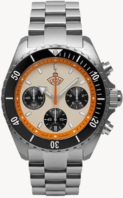 RUHLA Glasbach Cup Hill Climb Quartz Chrono (43mm) Beige Dial / Stainless Steel Bracelet 4970M1