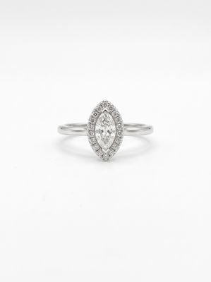 0.47ct Marquise Natural Diamond Platinum Halo Ring ENG4958