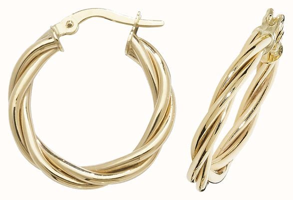 James Moore TH 9ct Yellow Gold 10mm Hoop Earrings ER1006-10