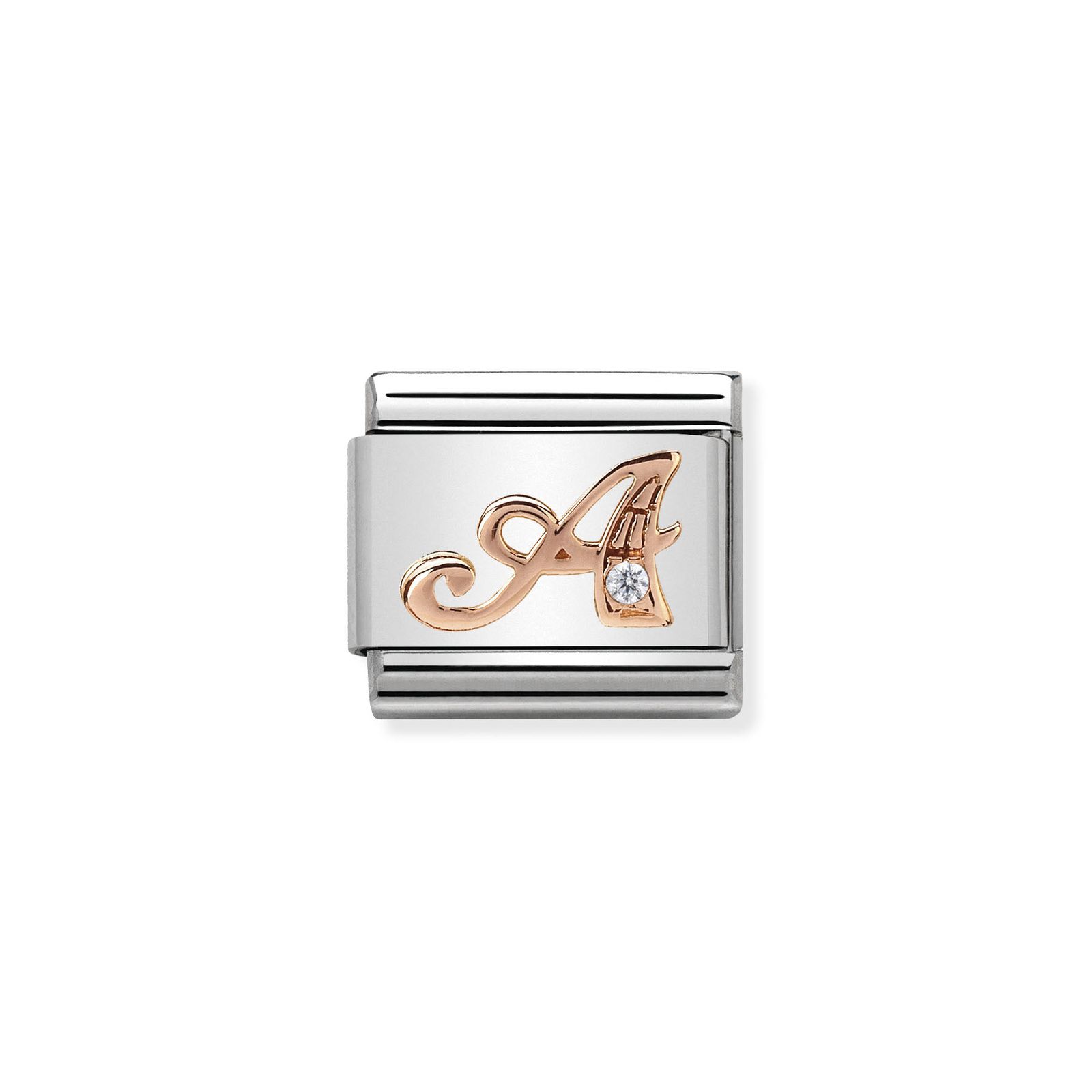 Nomination 430310/01 Classic Letter A 9ct Rose Gold & Steel Jewellery