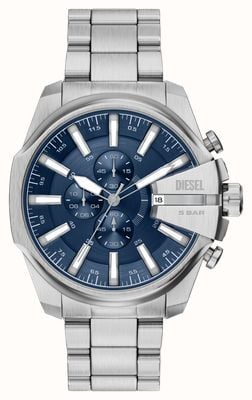 Diesel Mega Chief Slim Chronograph (48mm) Navy Blue Sunray Dial / Stainless Steel Bracelet DZ4721