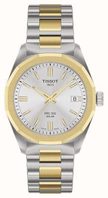 Tissot PRC 100 Solar (34mm) Silver Dial / Two-Tone Stainless Steel Bracelet T1518222203100