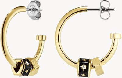 Olivia Burton Signature Black & Gold Plated Bead Charm Hoop Earrings 24100451