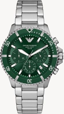 Emporio Armani World Explorer Chronograph (43mm) Green Dial / Stainless Steel Bracelet AR11741