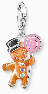 Thomas Sabo Gingerbread Man Charm Pendant Sterling Silver Multicoloured Enamel 2064-691-7