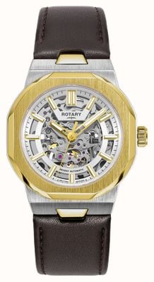 Rotary Sport Regent Skeleton Automatic (40mm) Silver Dial / Brown Leather Strap GS05496/06