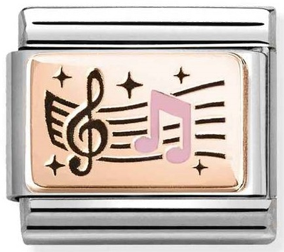 Nomination Classic Music Notes Rose Gold & Steel Charm 430204/06