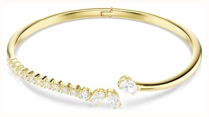 Swarovski Mesmera bangle, Mixed cuts, White, 18K gold finish 5750440
