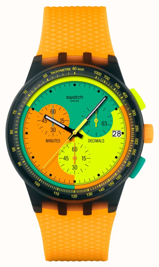 Swatch NEON SIGNAL FLAG (42mm) Multi-Coloured Dial Textured