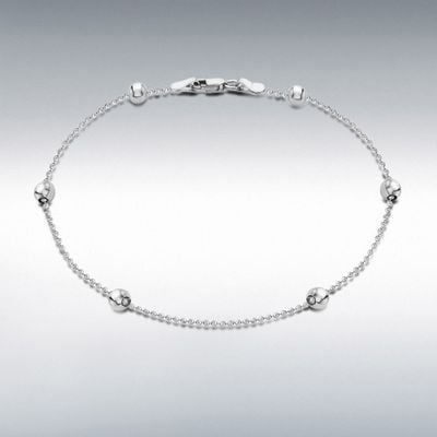 IBB Sterling Silver 6 x 4mm Ball Chain Anklet 23cm/9 8.21.6654