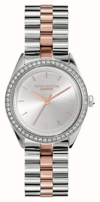 Olivia Burton Sports Luxe Bejewelled (34mm) Silver Dial / Two-Tone Stainless Steel Bracelet 24000138