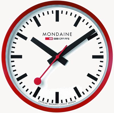 Mondaine 'Official Swiss Railways Clock' 25cm Quartz Wall Clock - Red Frame / White Dial A990.CLOCK.11SBC