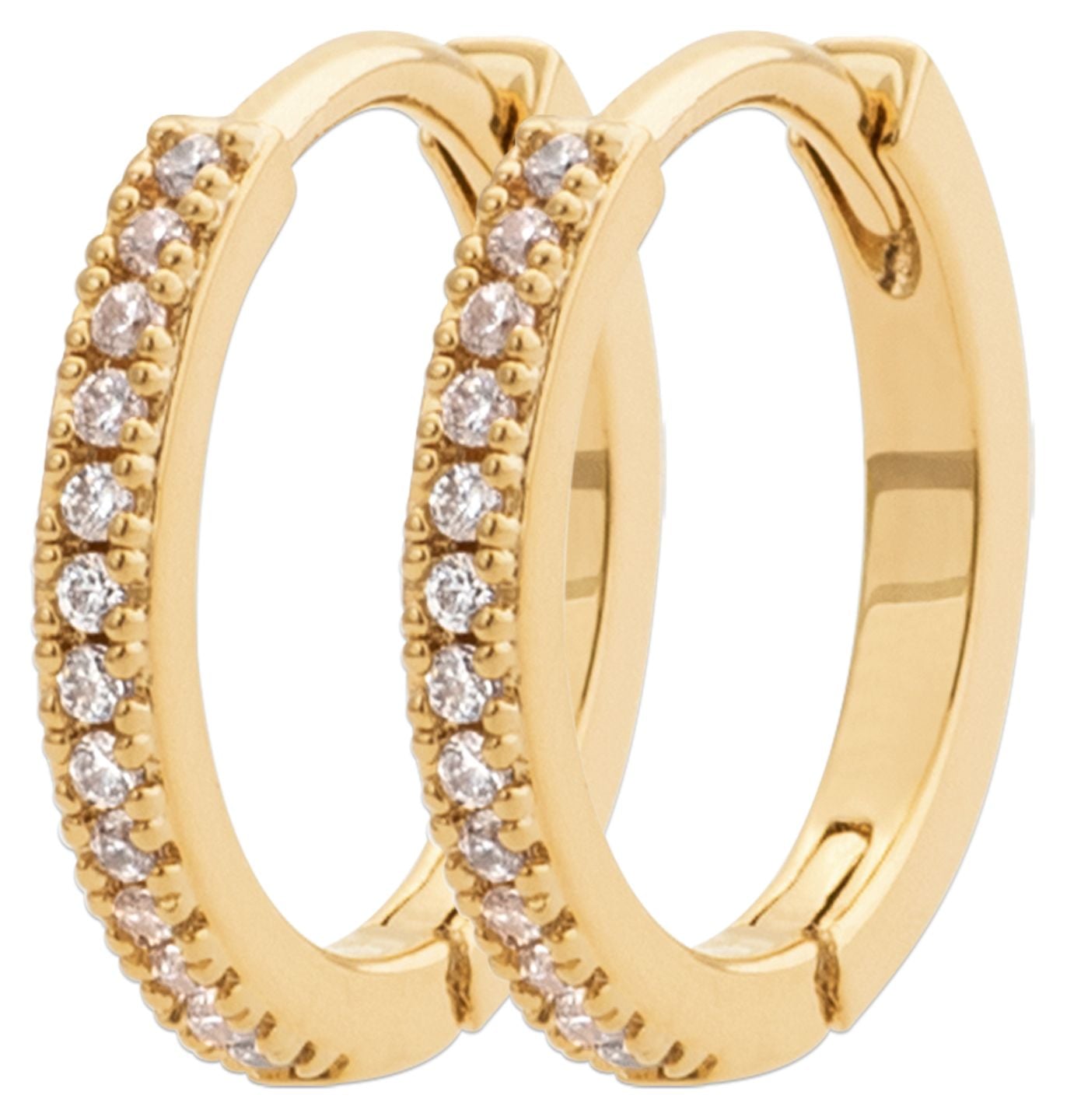 Burren Jewellery E0757 18k Gold Plate Hoop Earrings With Cz