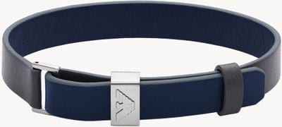 Emporio Armani Men's Navy and Grey Leather Bracelet EGS2918040