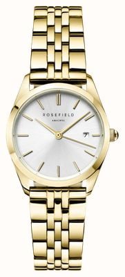 Rosefield Ace XS (29mm) Silver Dial / Gold-Plated Stainless Steel Bracelet ASGSG-A15