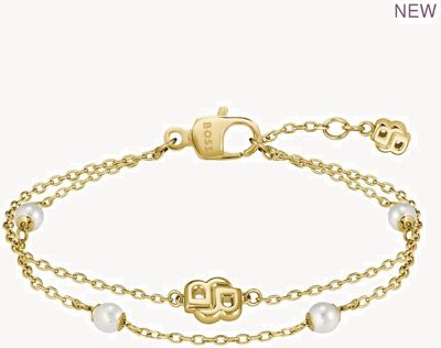 BOSS Jewellery Double B Mirelle Gold Tone Pearl Bracelet 1580808