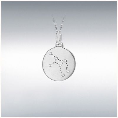 IBB Sterling Silver Rhodium Plated Cubic Zirconia Virgo Star Sign Constellation Disc Pend 8.68.5749