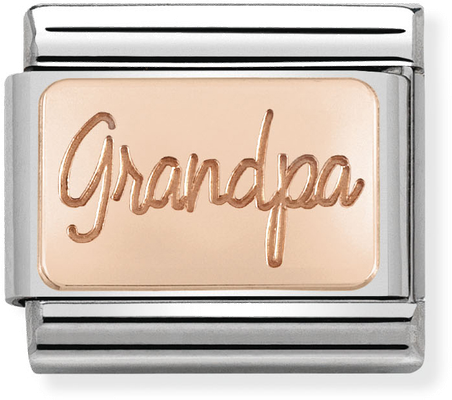 Nomination Classic PLATES In Stainless Steel With 9k Rose Gold CUSTOM Grandpa Plate Charm 430101/35