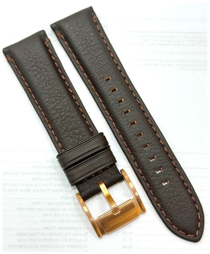 Fossil J73448 Brown Leather, Stitching 20mm Rose Gold Watch