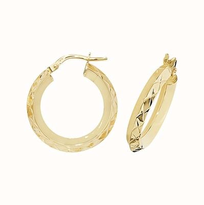 James Moore TH 9k Yellow Gold Hinged Hoop Earrings 15 mm ER1018-15