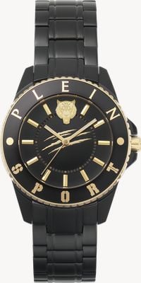 Plein Sport GLAM 3-Hand (40mm) Black Dial / Black PVD Stainless Steel Bracelet PSKBA1023