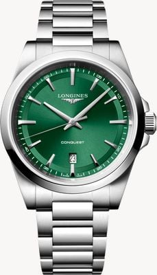 LONGINES Conquest Quartz (41mm) Sunray Green Dial / Stainless Steel Bracelet L38604096