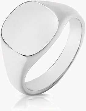 SILVER 12 X 11MM HEAVY WEIGHT CUSH SIGNET RING TS125H/T