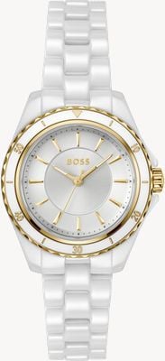 BOSS SAGE AQUA Three-Hand Quartz (30mm) Silver Dial / White Ceramic Bracelet 1502850