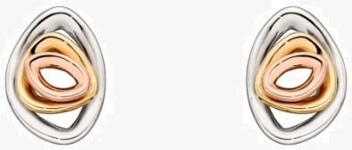 Elements Gold 9ct White Yellow Rose Gold Pebble Shape Organic Studs GE2171